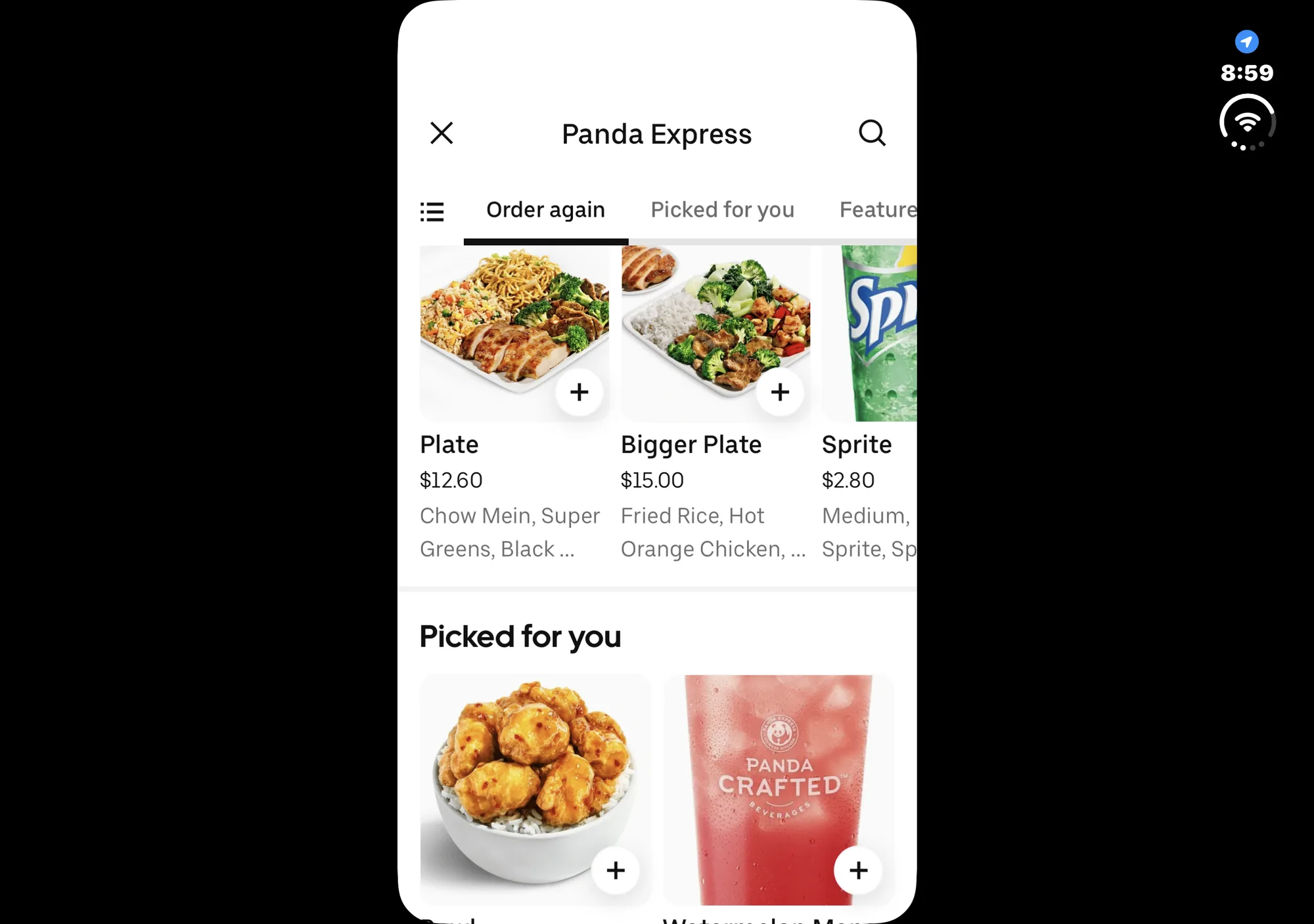 Uber Eats: Food & Groceries on iPhone Duo, unfolded, landscape