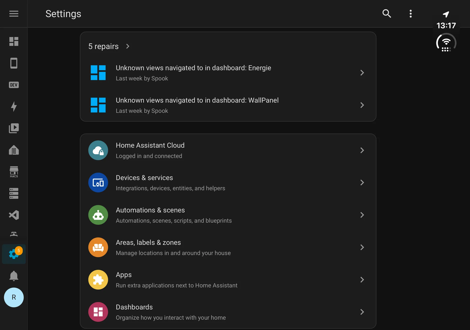 Home Assistant on iPhone Duo, unfolded, landscape