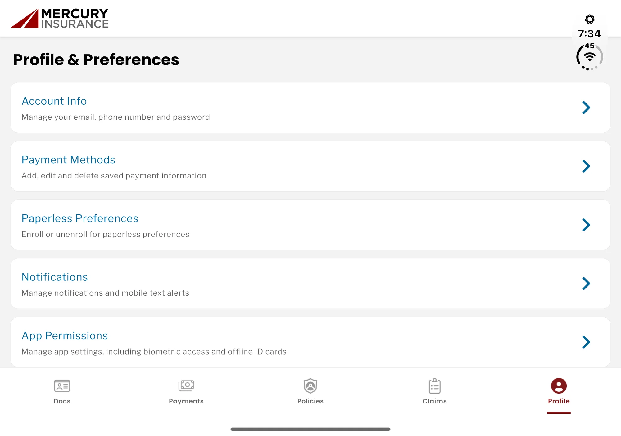 Mercury Insurance: Car & Home on iPhone Duo, unfolded, landscape