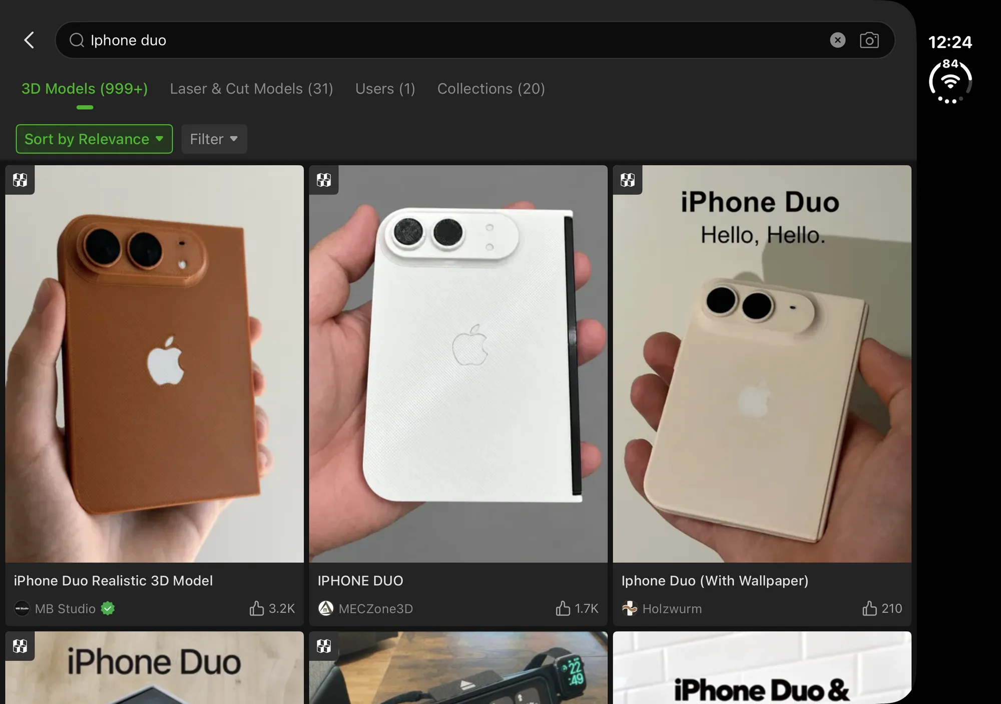 Bambu Handy on iPhone Duo, unfolded, landscape