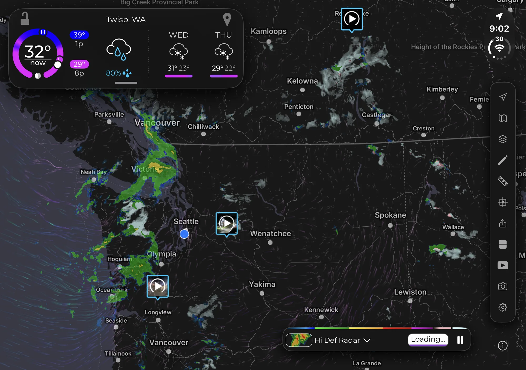 MyRadar Accurate Weather Radar on iPhone Duo, unfolded, landscape