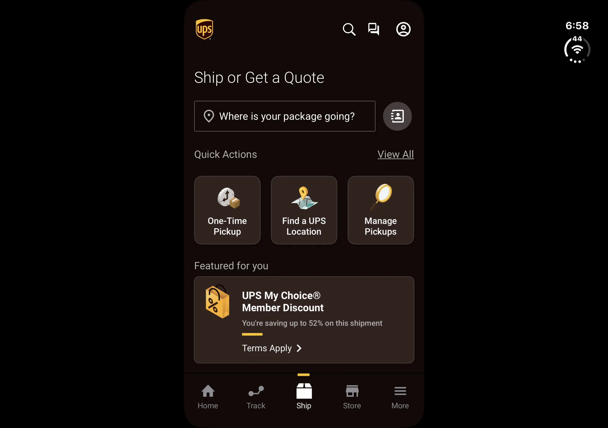UPS on iPhone Duo, unfolded, landscape