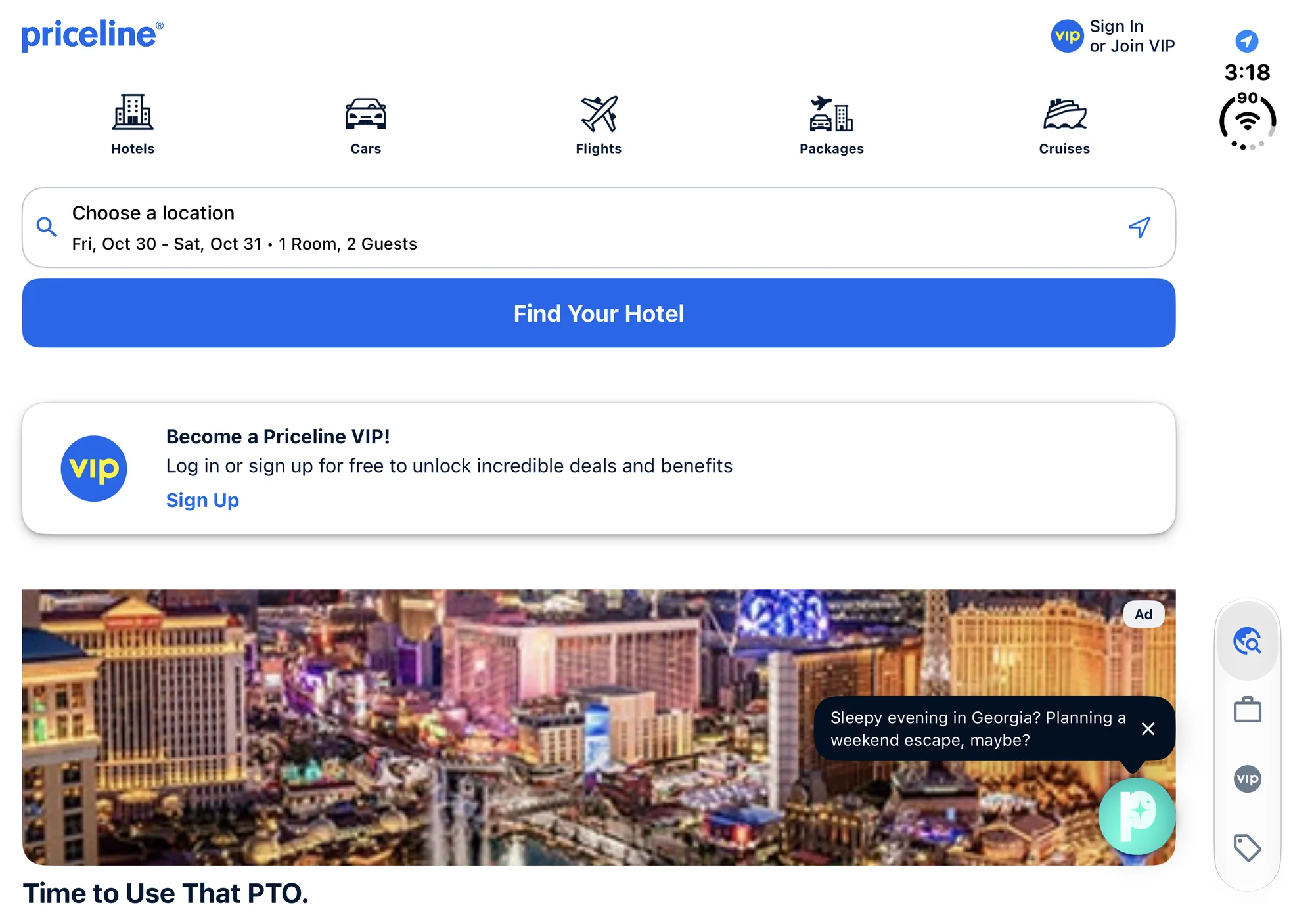 Priceline - Hotel, Car, Flight on iPhone Duo, unfolded, landscape