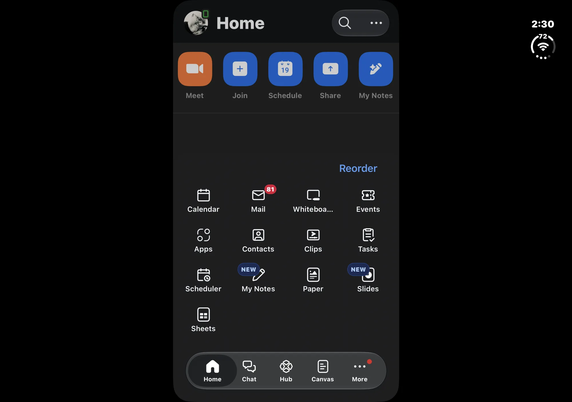 Zoom Workplace on iPhone Duo, unfolded, landscape
