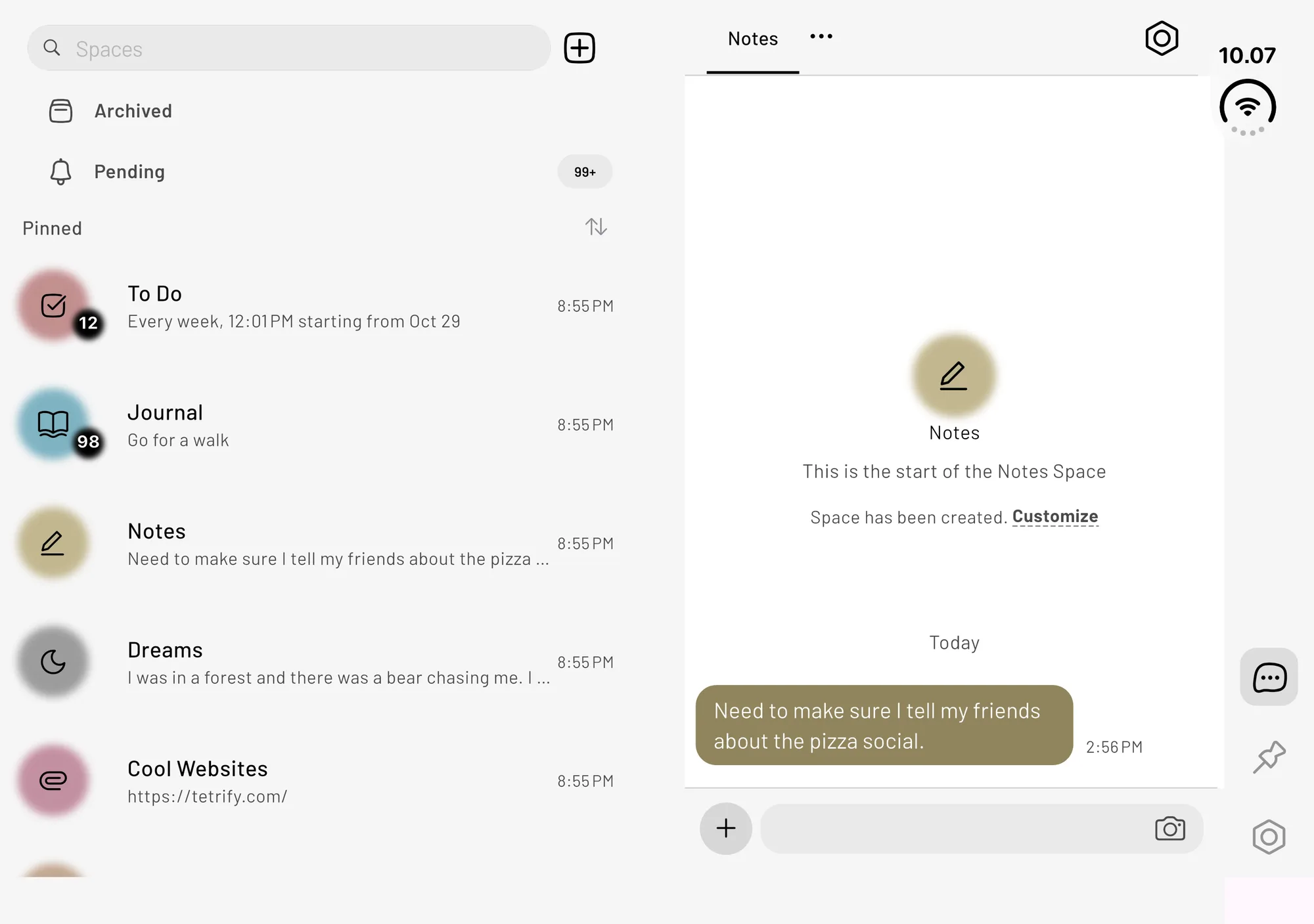 tetrify: Text Yourself on iPhone Duo, unfolded, landscape