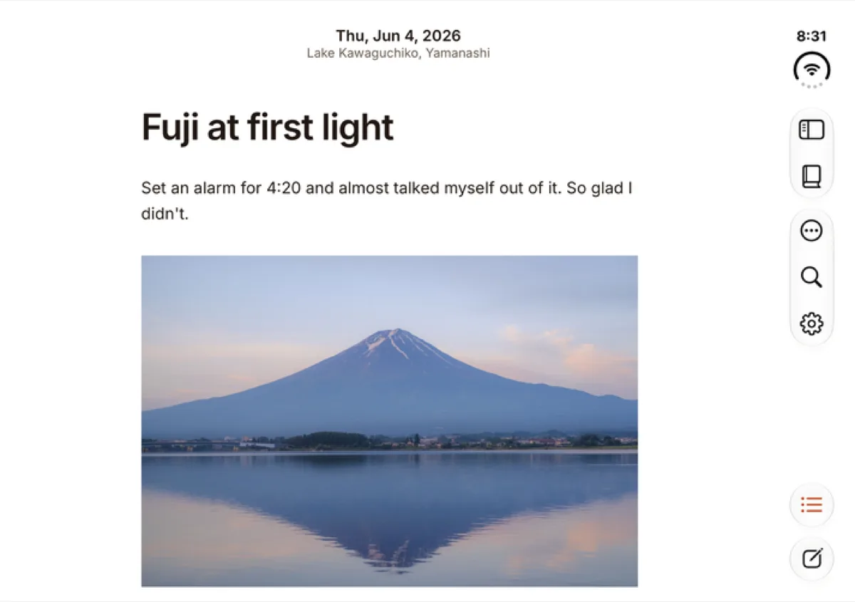 Cozy Journal: Private Diary on iPhone Duo, unfolded, landscape