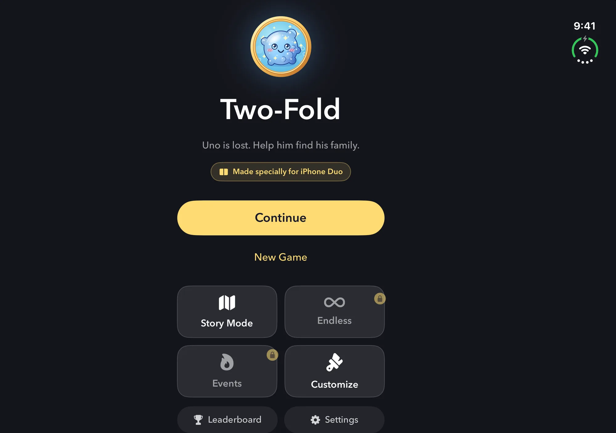 Two Fold: Uno's Quest on iPhone Duo, unfolded, landscape