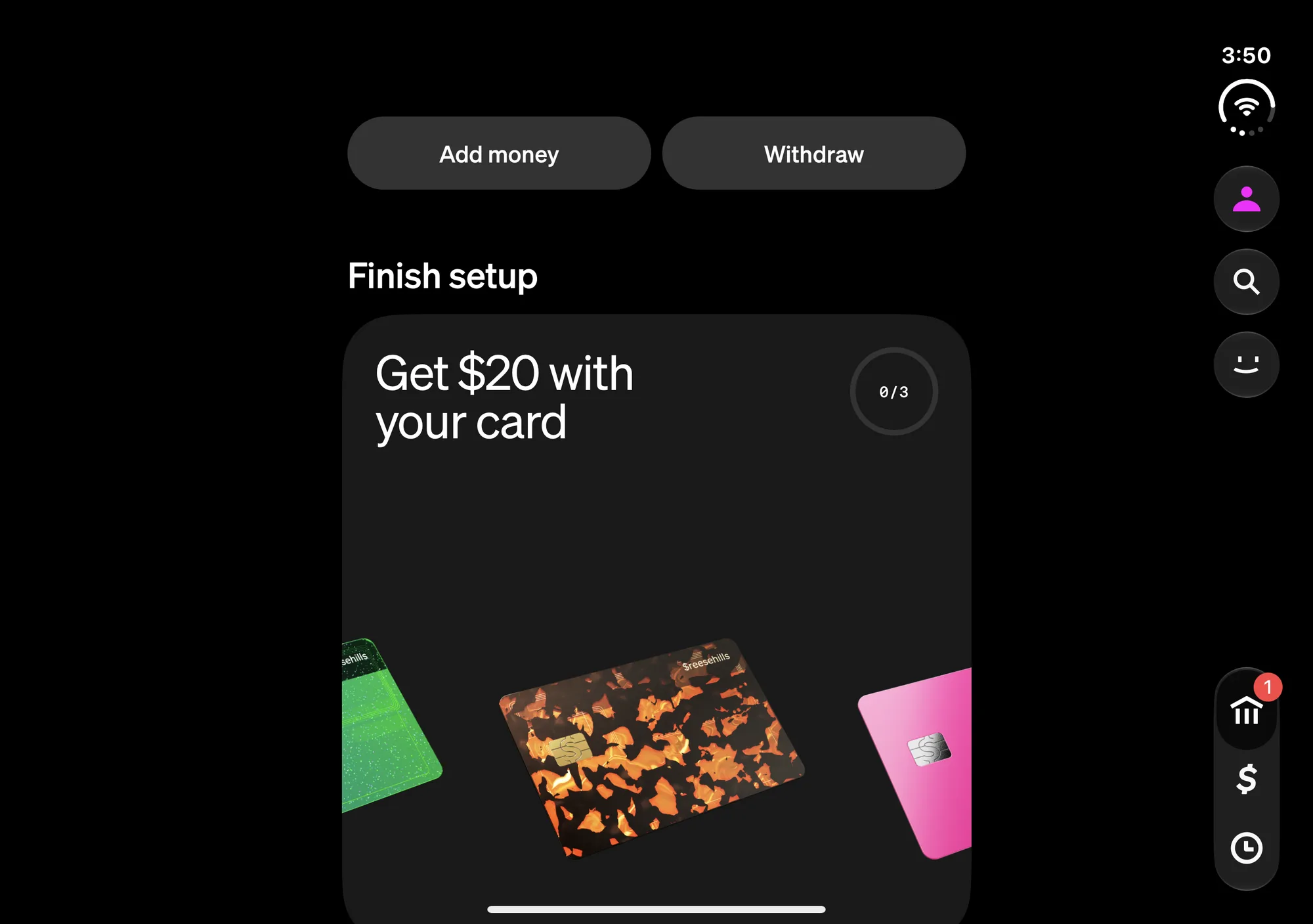 Cash App on iPhone Duo, unfolded, landscape